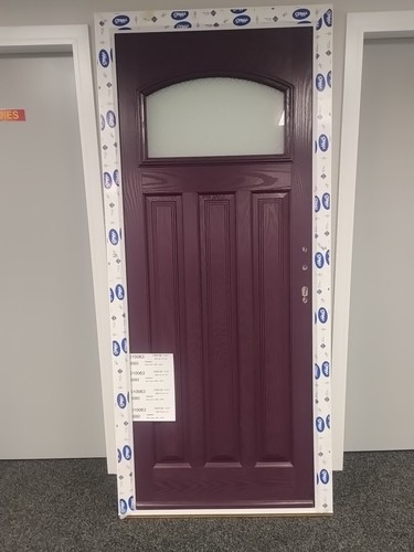 Burgundy composite front door - front,