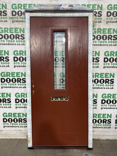 Red brown composite door - composite, front