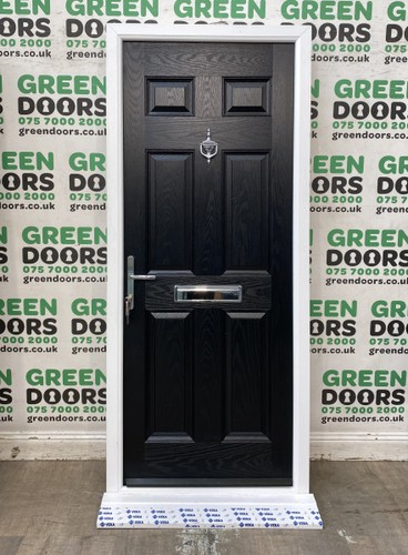 Black composite front door - black,